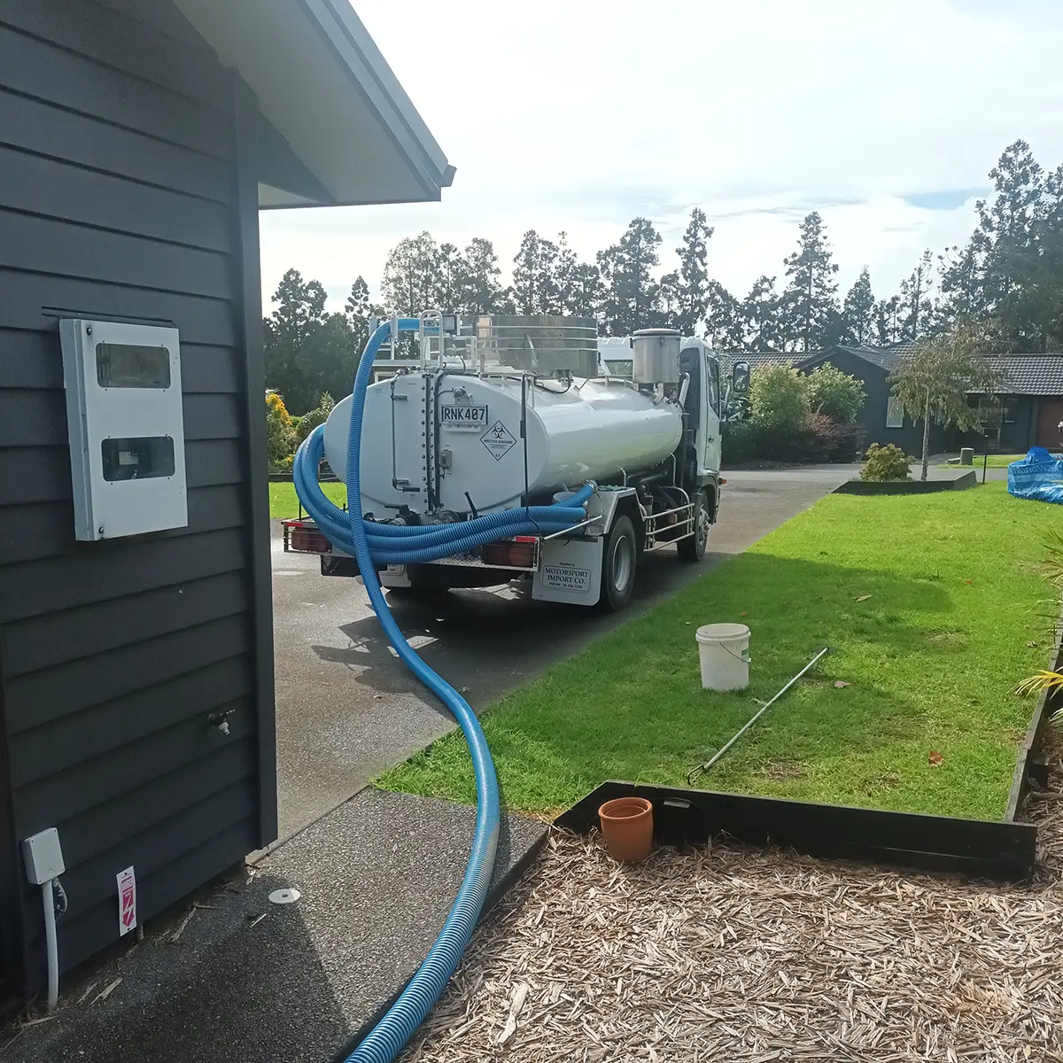 Septic service truck at a Kerikeri property