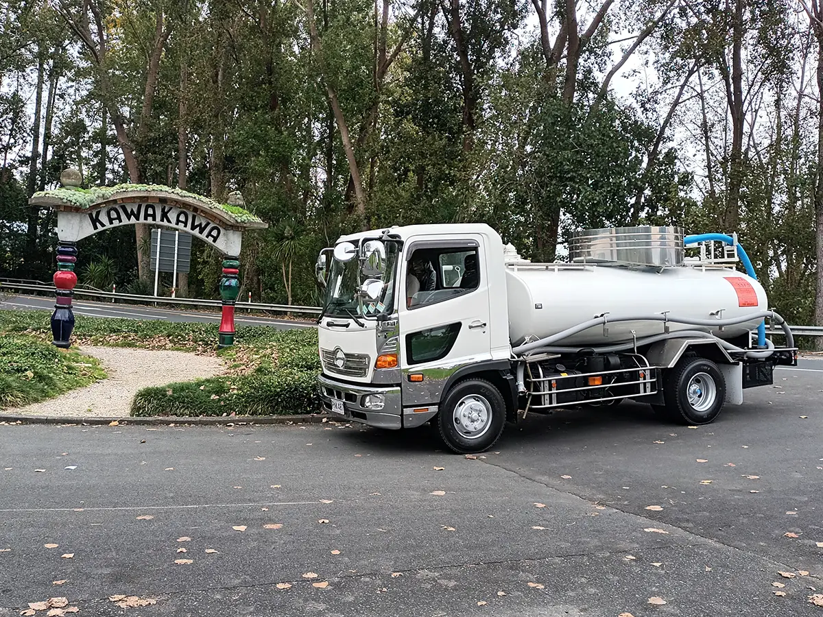 Septic tank service in Kawakawa Northland by Cornerstone Septic Services truck