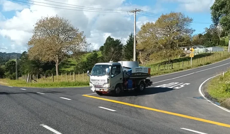 Cornerstone Septic Services truck out on Pakaru Road in Kawakawa area