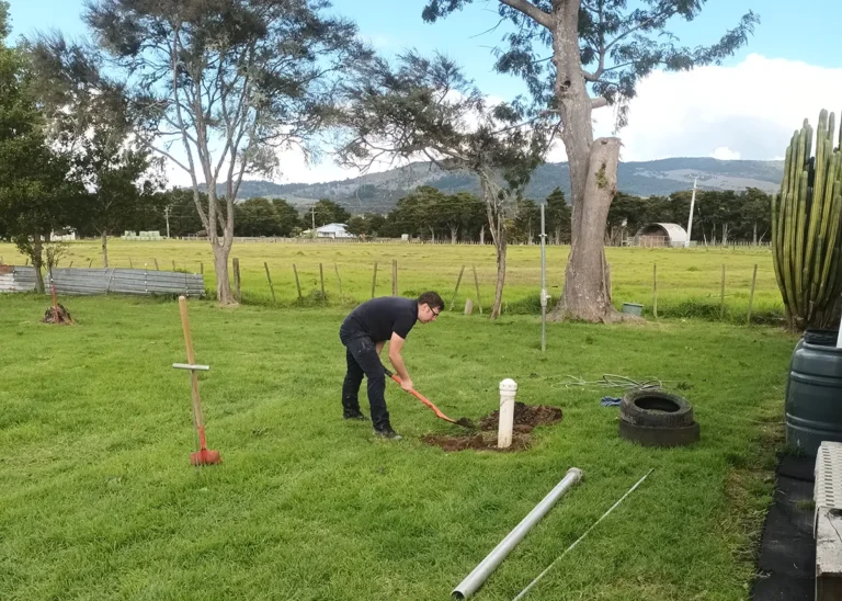 Septic technician working on a local septic tank job near Kaikohe